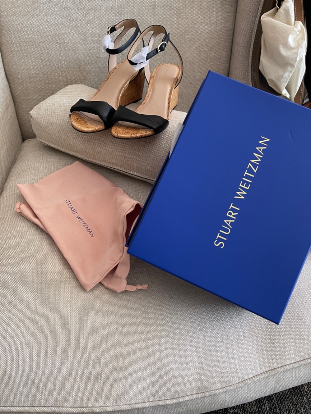 STUART WEITZMAN Everly 75 leather wedge sandals 10